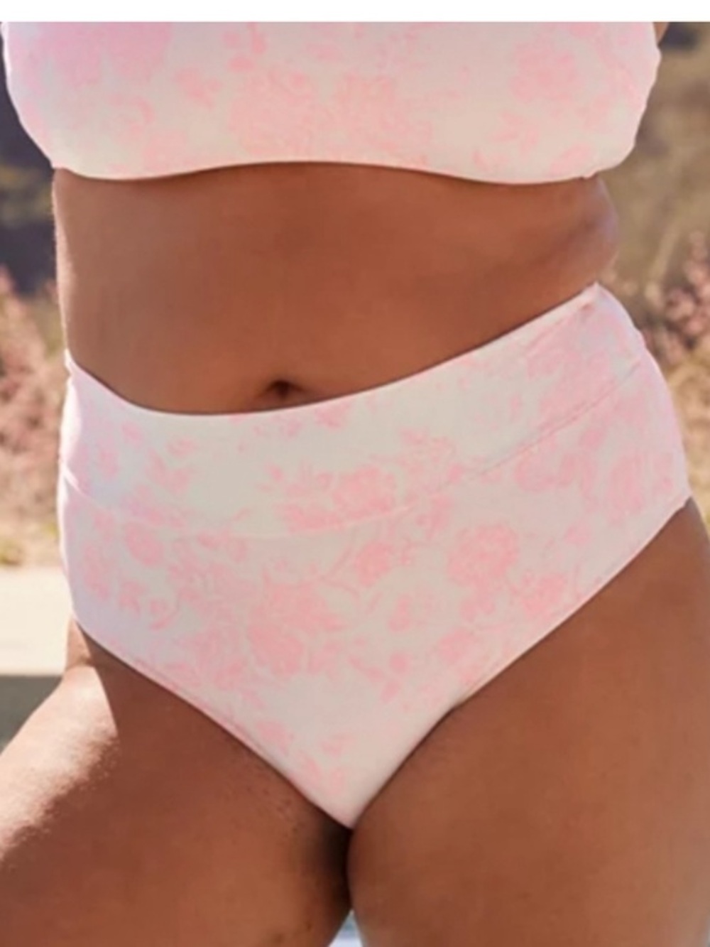 NWT Aerie High-Waist Banded Pink Floral Bikini Bottoms